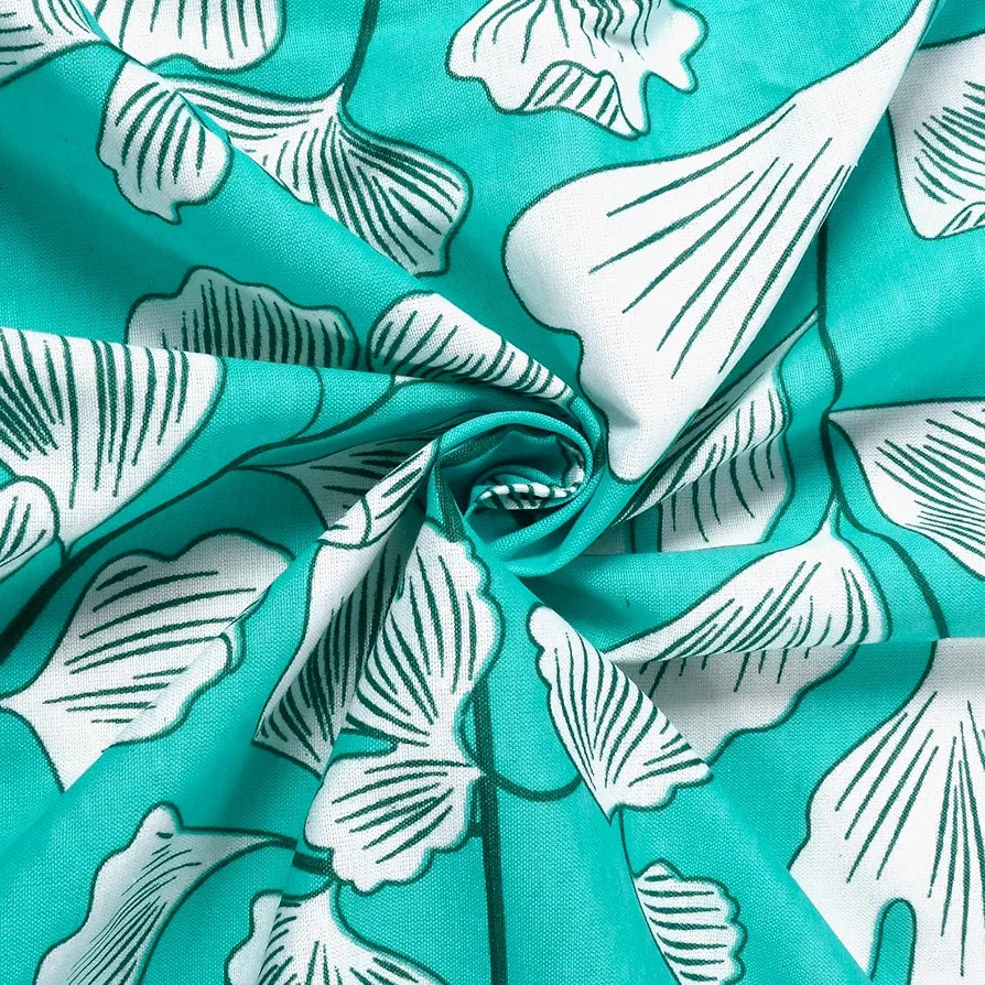 Divine Casa Poly Cotton Fitted Bedsheet for Double Bed Elastic Corners Wrinkle Resistant & Breathable Fit Colour Aqua Green