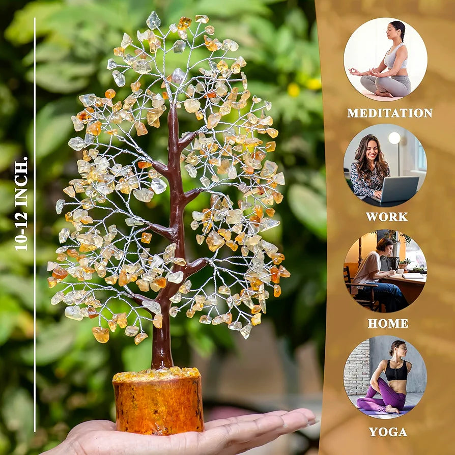 HindCraft Citrine Chakra Crystal Silver Wire 10-12 inch