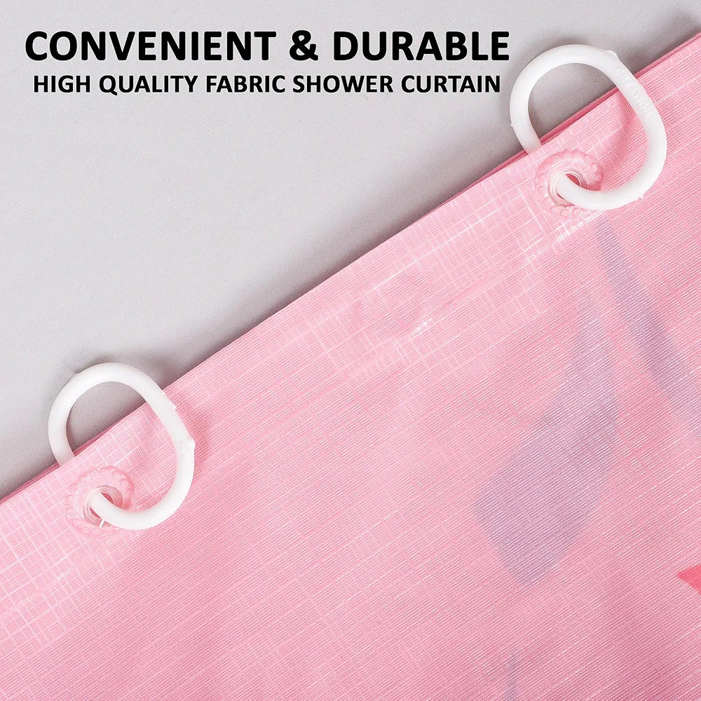 Kuber Industries Shower Curtain Bathroom Shower Curtain 8 Rings Curtain Painting Pink