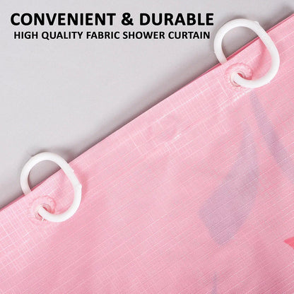 Kuber Industries Shower Curtain Bathroom Shower Curtain 8 Rings Curtain Painting Pink