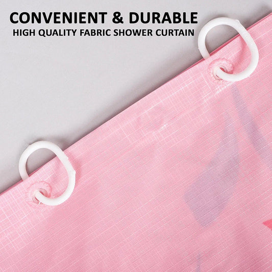 Kuber Industries Shower Curtain Bathroom Shower Curtain 8 Rings Curtain Painting Pink