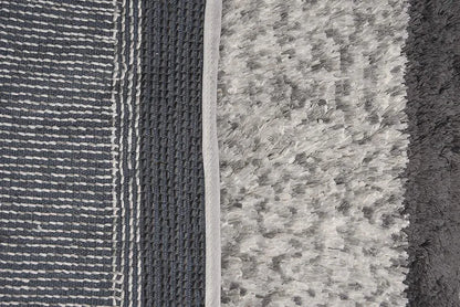 Aerohaven Glorious Super Soft Microfiber Abstract Moroccan Stripe Designer Anti Slip Bathmat Grey Colour