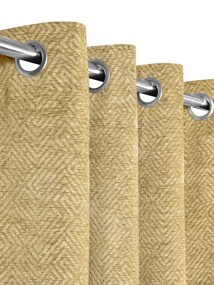 Saral Home Pacman Chenille Blackout Long Door Curtains 1pc Colour Gold