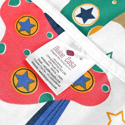 Divine Casa Pure Cotton Printed Single Dohar for Newborn Baby 120 GSM Soft & Lightweight Throw Blanket Colour Rosin White