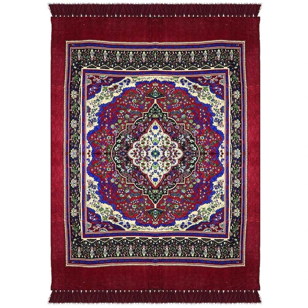 Kuber Industries Carpet Velvet Carpet-Rug for Home Decor Carpet Rug for Bedroom Printed Carpet for Living Room Maroon