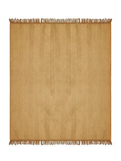 Saral Home Easy Living Velvet Chevron Sofa Throw Gold