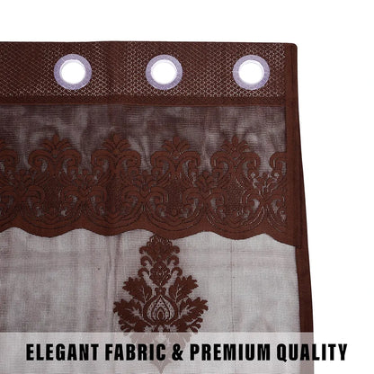 Kuber Industries Door Curtains Premium for Bedroom Sheer Curtain with 8 Rings SY15ZZ Brown