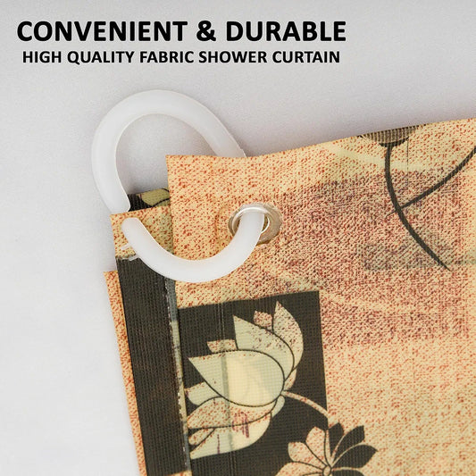 Kuber Industries Shower Curtain Bathroom Shower Curtain 8 Rings Curtain Black Gulab Beige