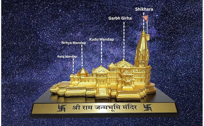 Gold Art India Ram Mandir Ayodhya Gold Plated Matte 24 Karat Minature  Large