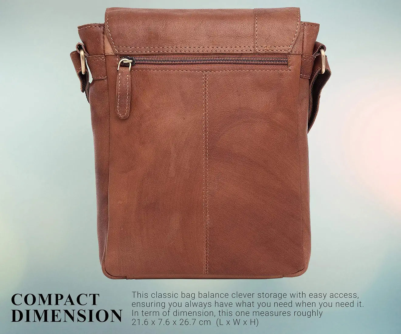WildHorn� Leather 8.5 inch Sling Messenger Bag for Men I Multipurpose Crossbody Bag I Travel Bag with Adjustable Strap I IDIMENSION: L- 8.5inch H- 10.5inch W- 3inch