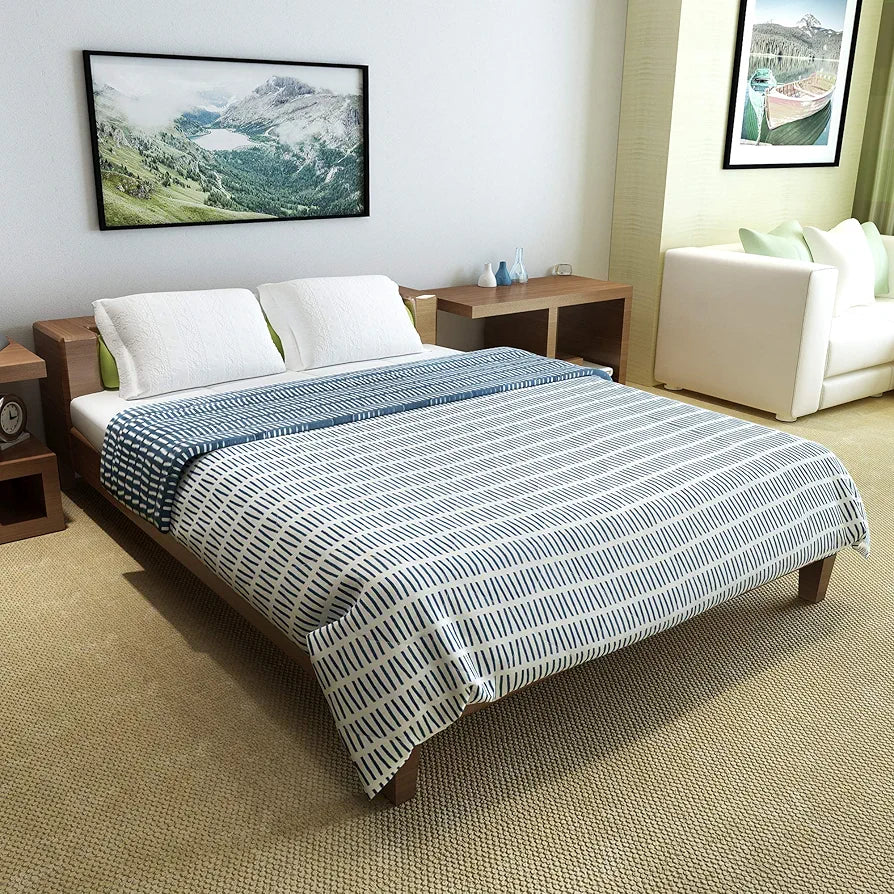 Divine Casa Microfiber 150 GSM Reversible Double Bed Comforter Ultra Soft & Lightweight Blanket Colour Blue Mirage