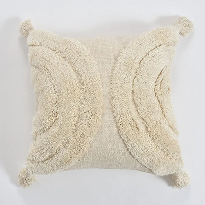 Homadorn Luxury Cotton Handmade Decorative Boho Throw Tufted Pillow Covers Off White