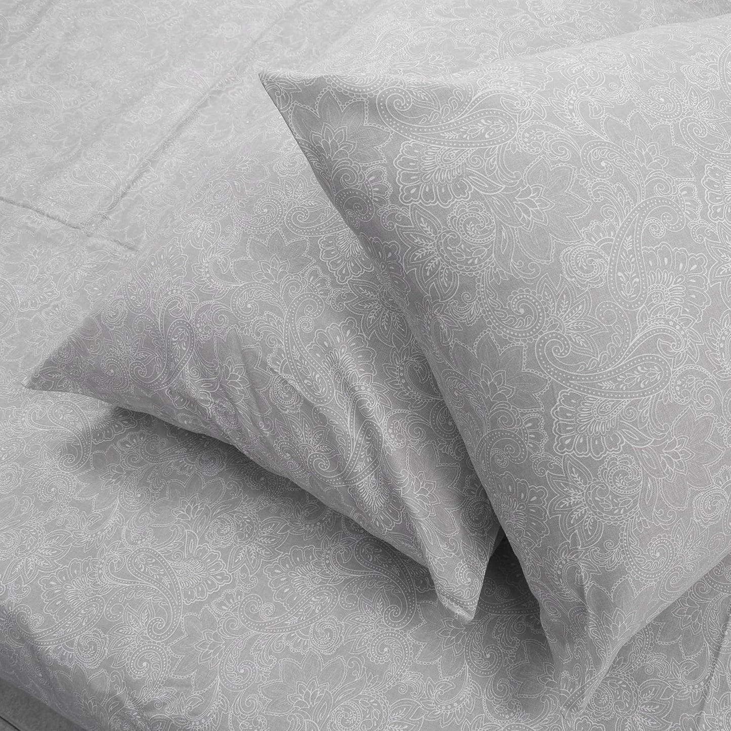 Huesland by Ahmedabad Cotton 186 TC Cotton Pillow Cover Set of 2 | Grey & White