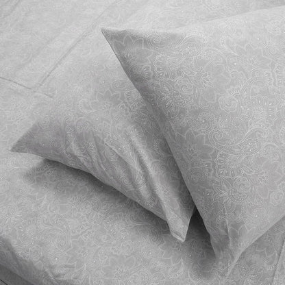 Huesland by Ahmedabad Cotton 186 TC Cotton Pillow Cover Set of 2 | Grey & White