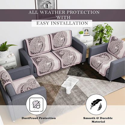 Kuber Industries Sofa Cover Net 2+1+1 Seater Sofa Slip Cover Set Mor Digital-837 Purple