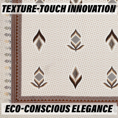 Kuber Industries Double Bedsheet with 2 Pillow Covers 186 TC Premium Cotton Embroidery Katli Flower Brown