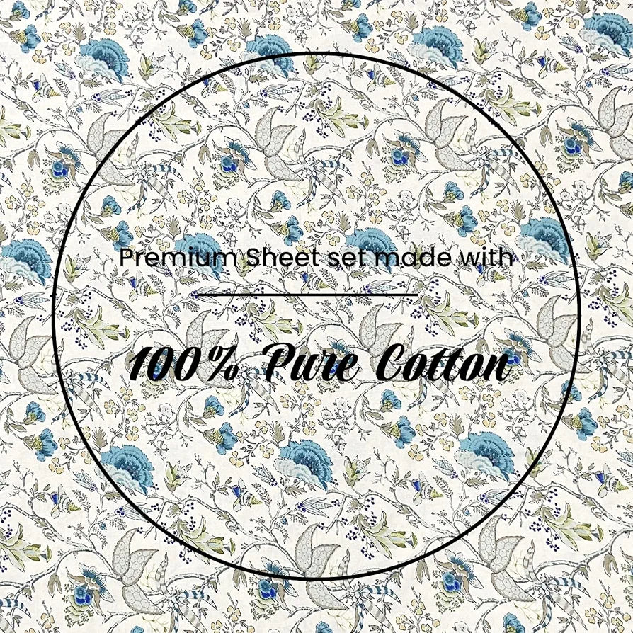 Sajavat Home 100% Pure Cotton King Size Floral Bedsheet Set with 2 Pillow Covers Colour Beige Anokhi