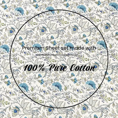 Sajavat Home 100% Pure Cotton King Size Floral Bedsheet Set with 2 Pillow Covers Colour Beige Anokhi
