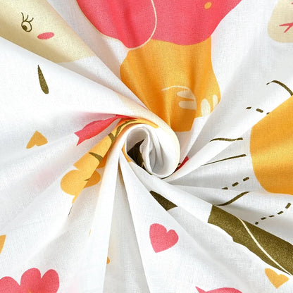 Divine Casa 144 TC 100% Cotton Single Bedsheet with 1 Pillow CoverAbstract Pattern Colour Marlin White