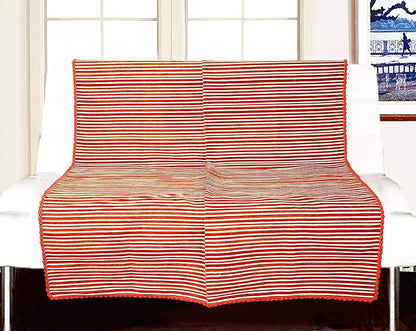 Saral Home Easy Living Polyester & Polyester Blend Striped Soft Decorative Viscose Chenille Throw Sofa Covers Red & Red