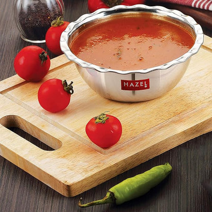 Hazel Stainless Steel Serving Bowl Wati Vati Katori, 17 cm, 800 ml Silver