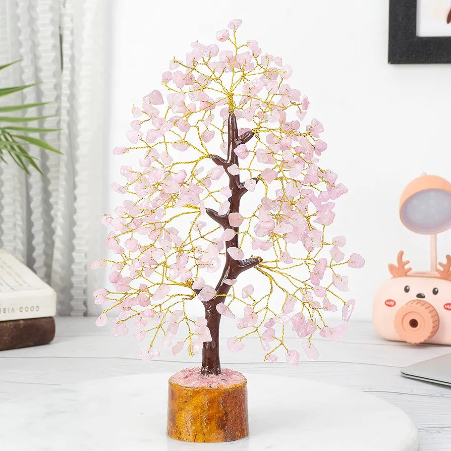 Bezavo Rose Quartz Crystal Tree Copper Wire