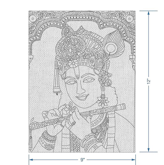 Hobby India Self Painting Karishna Canvas - Tanjor Art | Pre-designed Canvas Board