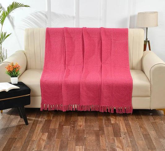 Sashaa World Vibrant Pink Cotton Throw Colour Vibrant Pink