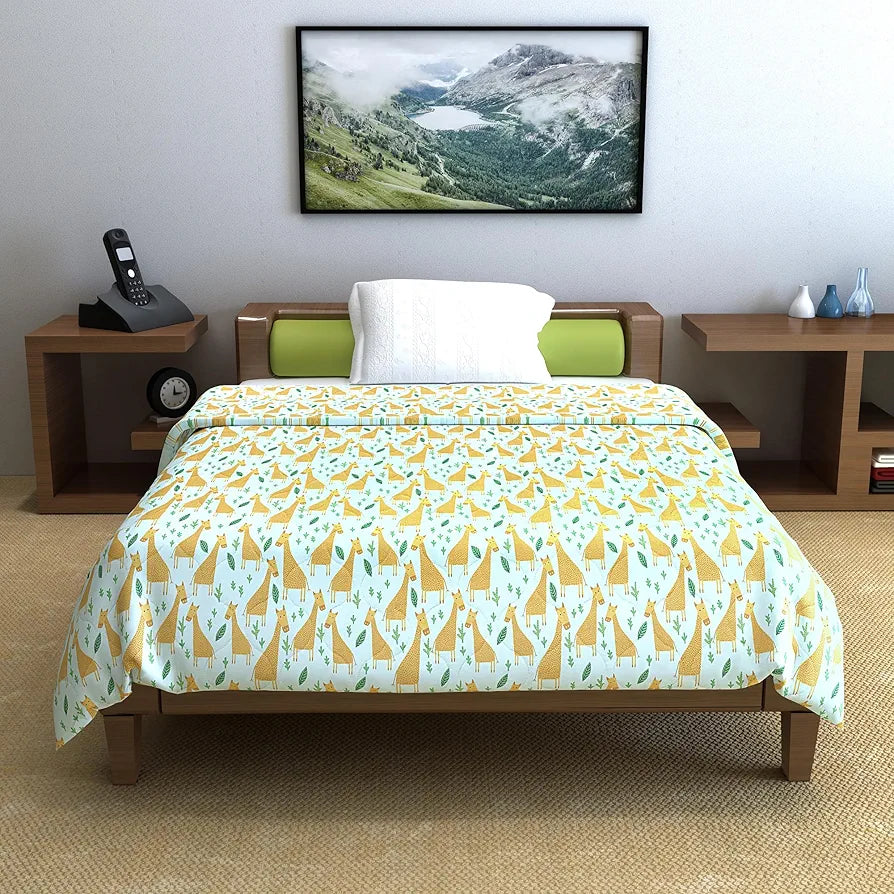 Divine Casa 120 GSM Cotton Single Bed Comforter Soft & Lightweight Reversible All-Season Blanket Colour Misty Jade