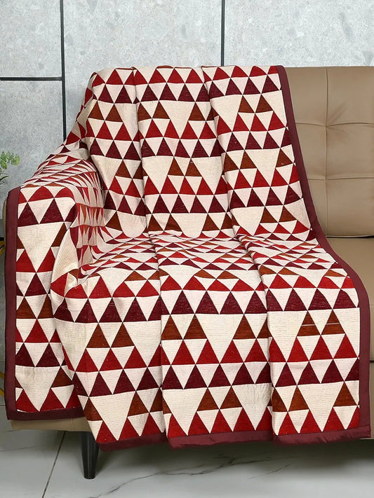 Saral Home Chenille 2 Seater Sofa Cover Throw Colour Red