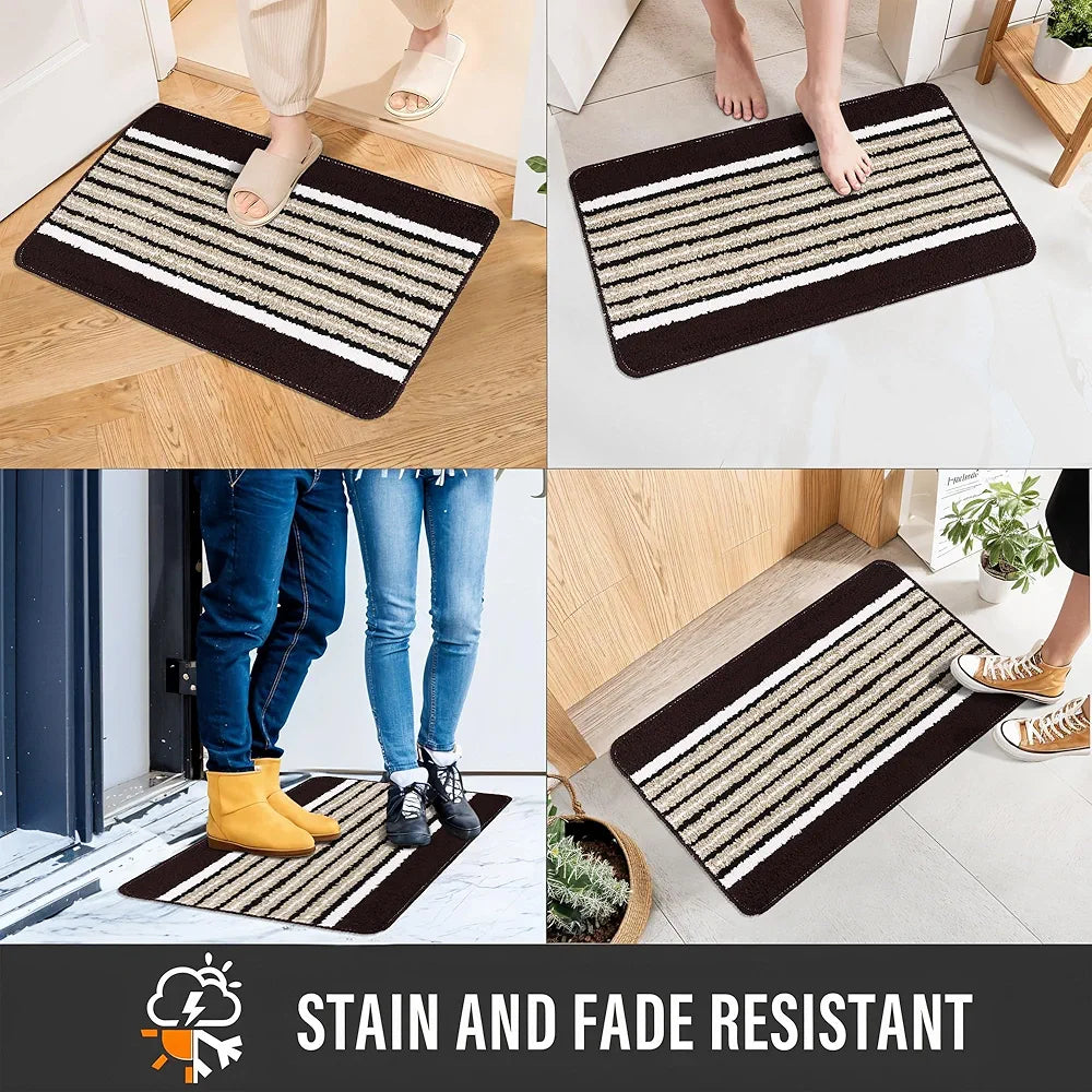 Kuber Industries Anti-Skid Water-Absorbent Door Mats for Home Micro New Wings Lining Brown