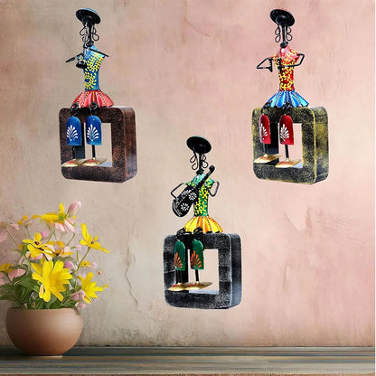 Kraftskala Musician Dolls Wall Hanging Metal Showpieces Handmade Iron