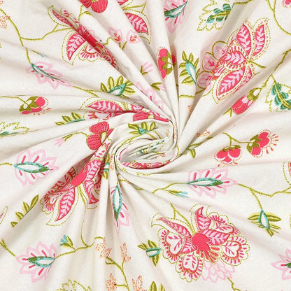 Kuber Industries Double Bedsheet with 2 Pillow Covers 186 TC Premium Cotton Bedsheet Embroidery Flower Zig-Zag Pink