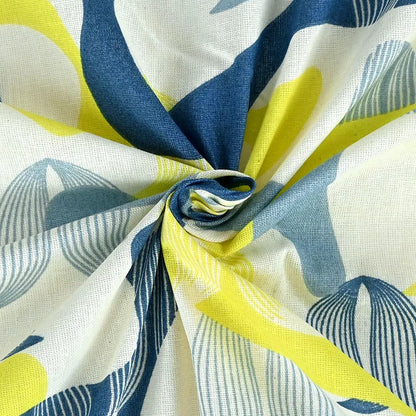 Divine Casa 144 TC Pure Cotton Double Bed Bedsheet with 2 Pillow Covers Mosaic Bloom Colour Yellow Blue