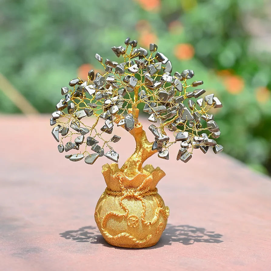 Zaicus Pyrite Crystal Tree for Wealth & Prosperity Feng Shui Money Tree with Golden Pot