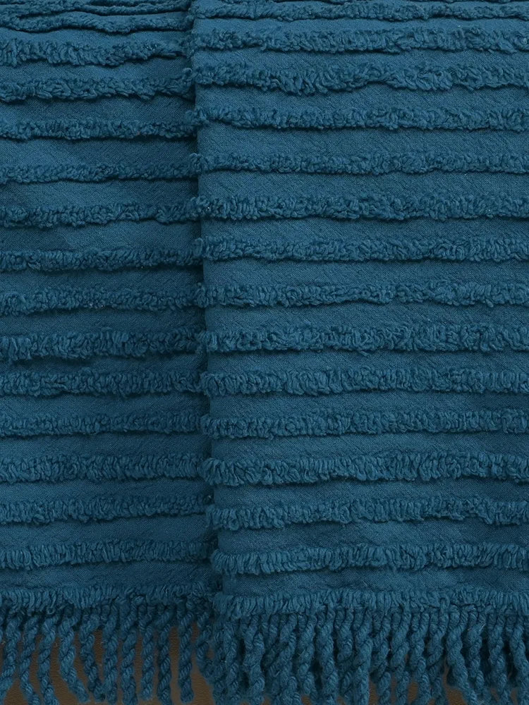Saral Home Barkha Stripe Cotton 2 Seater Sofa Throw Colour Blue
