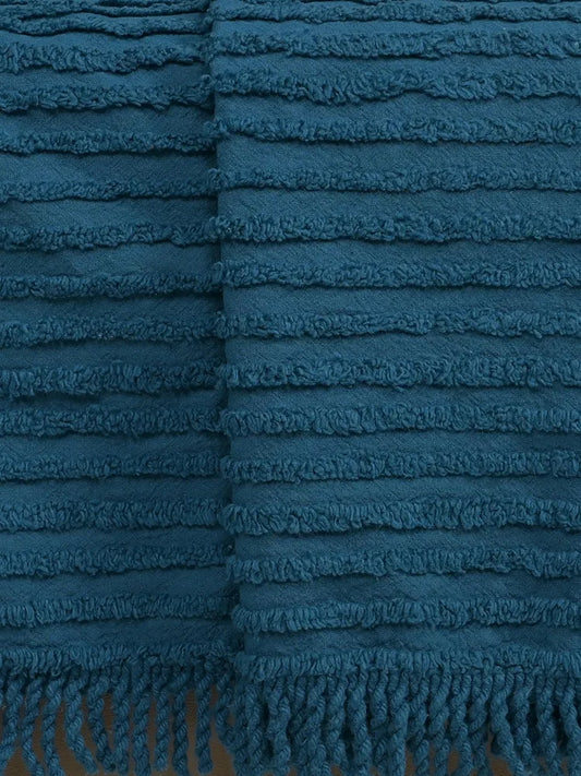 Saral Home Barkha Stripe Cotton 2 Seater Sofa Throw Colour Blue