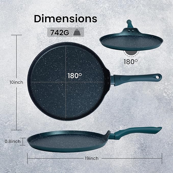 Solara Granite Dosa Tawa Non Stick Pan 28cm Dosa Tawa Induction Base & Gas Black Colour