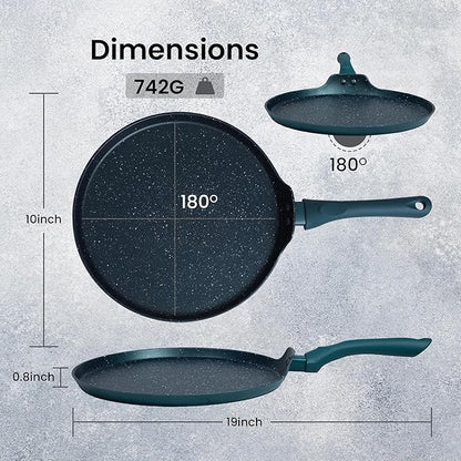 Solara Granite Dosa Tawa Non Stick Pan 28cm Dosa Tawa Induction Base & Gas Black Colour