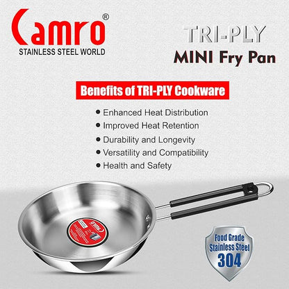 Camro Triply Artisian Mini Fry Pan 11 No 850 Gms Steel Pan Omelette Pan Induction Friendly