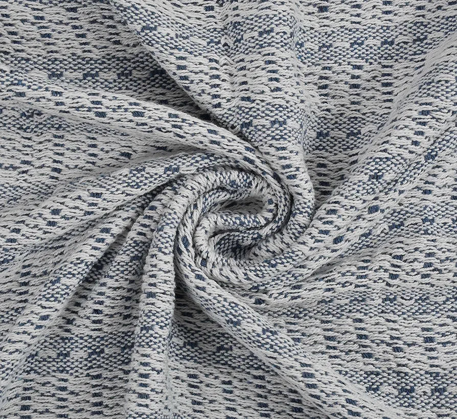 Sashaa World Cotton Striped Super Soft & Breathable Throw Colour Blue