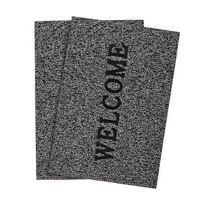 Kuber Industries Anti-Slip Welcome Print Grass Door Mats for Home Grass Cut Grey Colour