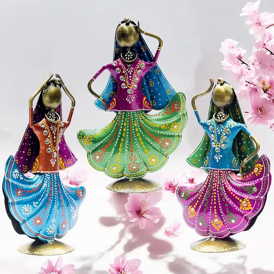Kraftskala Set of 3 Metal Figurine Dancers Home Decor Item for Living Room