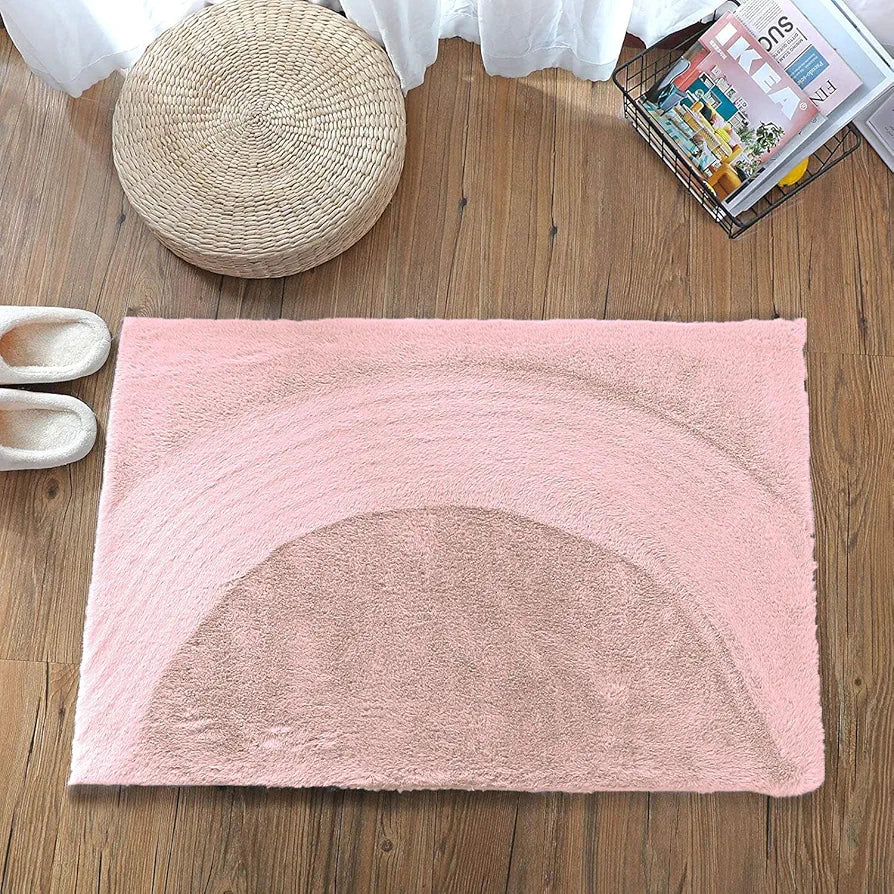 Luxe Home International Rectangular Bath Mat Super Soft Anti Skid Rabbit Fur Mats 40X60 Cm Colour Peach