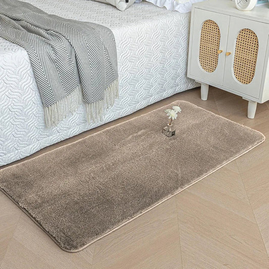 Luxe Home International Ruffle Bath Mat Rabbit Fur 1000 Gsm Bathroom Door Rectangular Foot Mats Rug 60X90 Cm Colour Taupe
