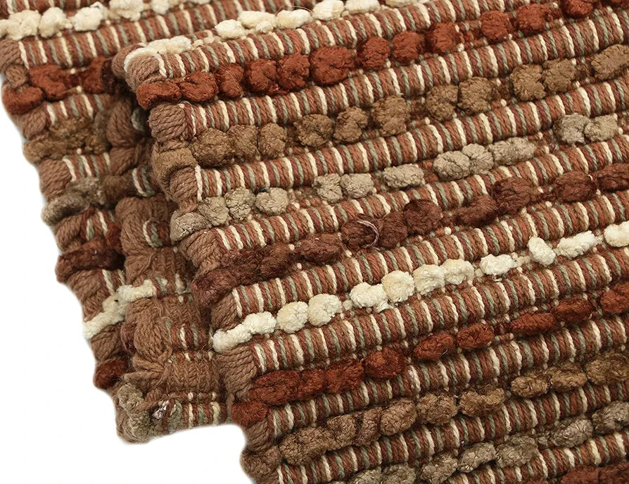 The Home Talk Handmade Stripes Cotton Rug Water Absorbent for Bathroom Entrance Door