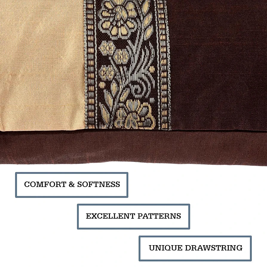 Kuber Industries Cushion Cover Pillow Covers Center Lace Cushion Covers Set of 5 Brown