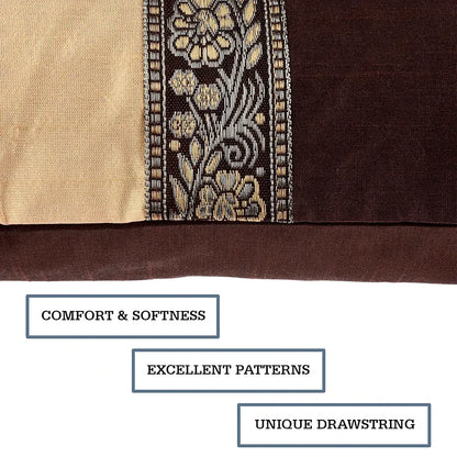 Kuber Industries Cushion Cover Pillow Covers Center Lace Cushion Covers Set of 5 Brown