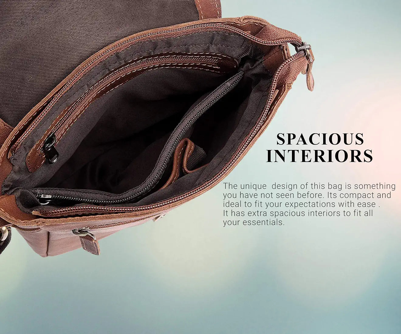 WildHorn� Leather 8.5 inch Sling Messenger Bag for Men I Multipurpose Crossbody Bag I Travel Bag with Adjustable Strap I IDIMENSION: L- 8.5inch H- 10.5inch W- 3inch