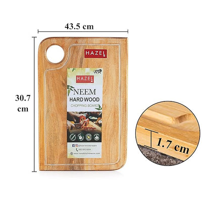Hazel Neem Wood Chopping Board 12 x 17 Inch (43.5 x 30.7 cm) Vegetable Chopping Board
